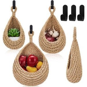 Hanging Wall Basket Teardrop Baskets Onion Coat Bohemian Storage Fruit Hooks